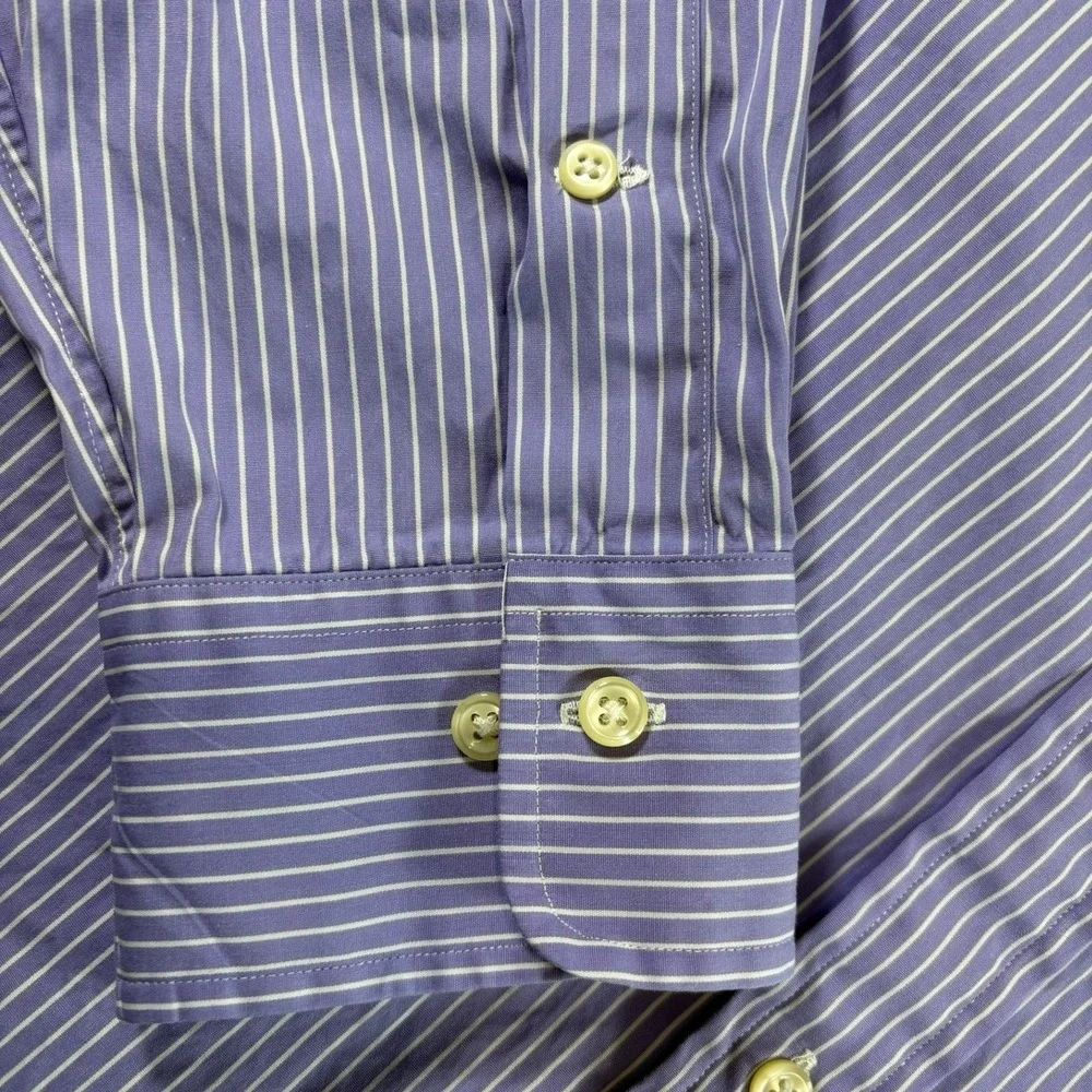 Polo Ralph Lauren Button Down Mens 16.5 32/33 Purple White Striped Classic Fit